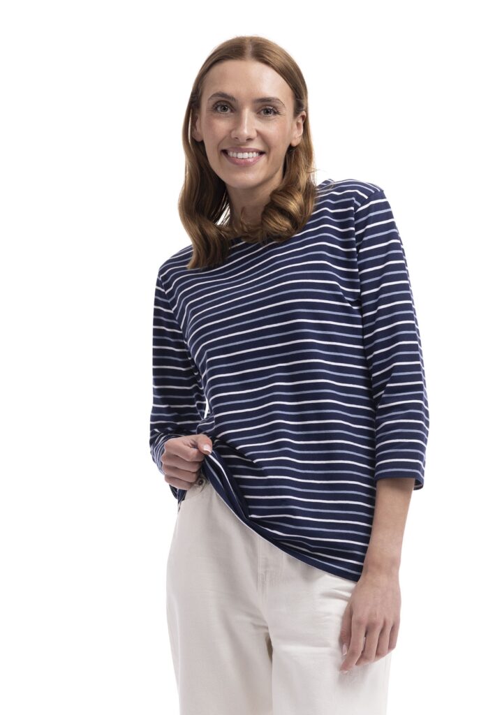 T-shirt Farren, dame, Navy Multi Stripe