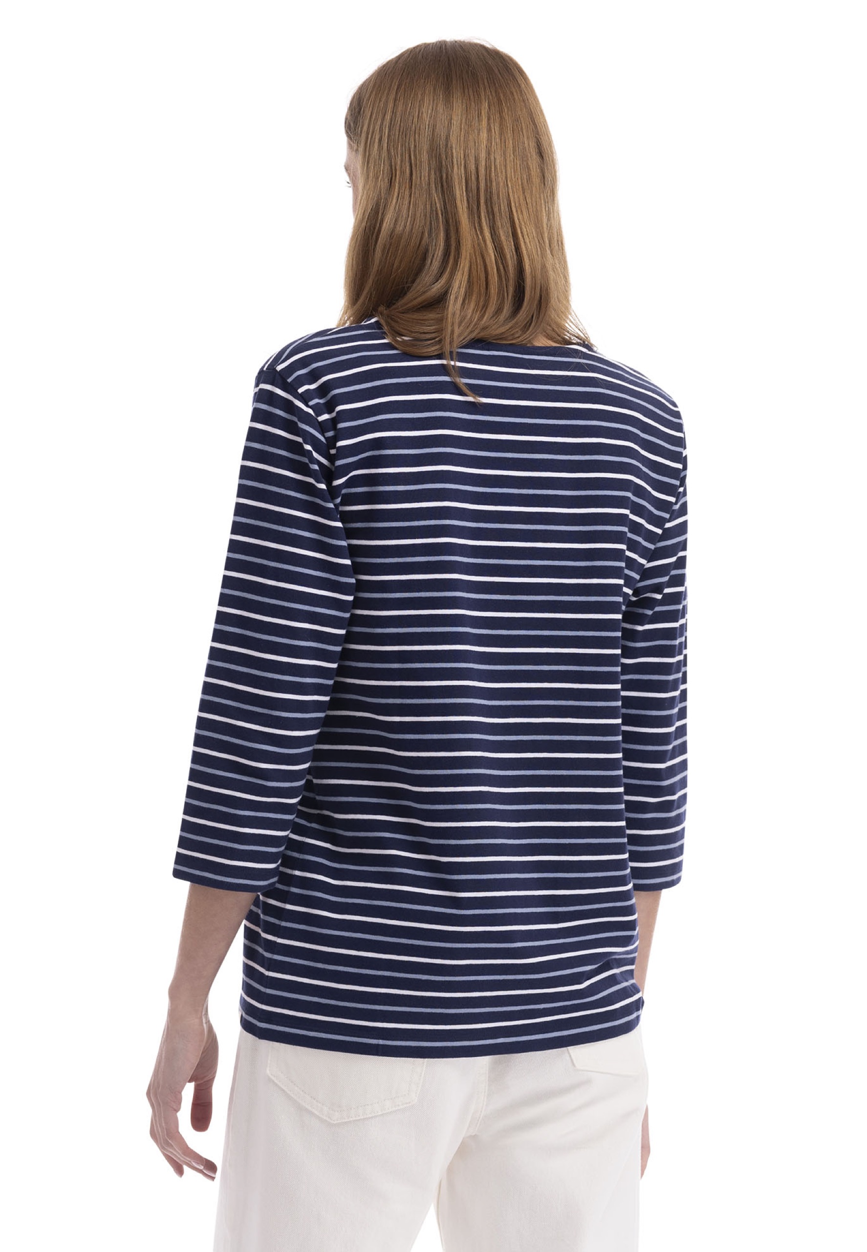 T-shirt Farren, dame, Navy Multi Stripe