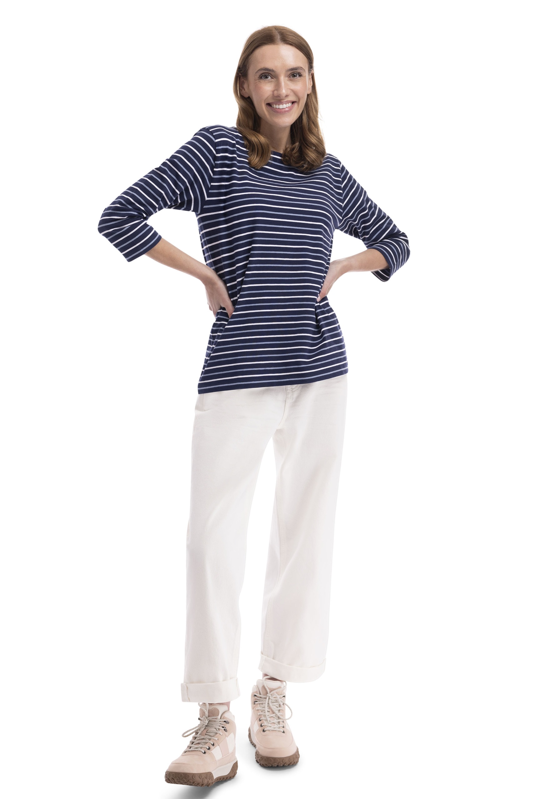 T-shirt Farren, dame, White Multi Stripe
