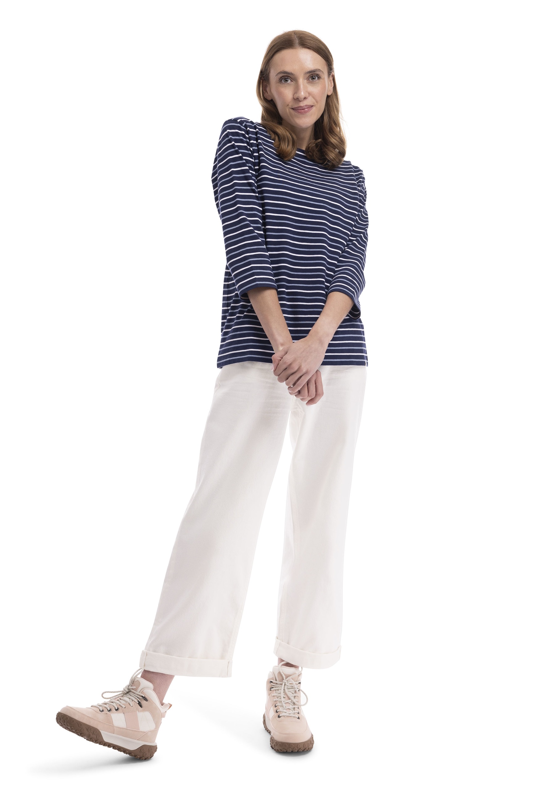 T-shirt Farren, dame, White Multi Stripe