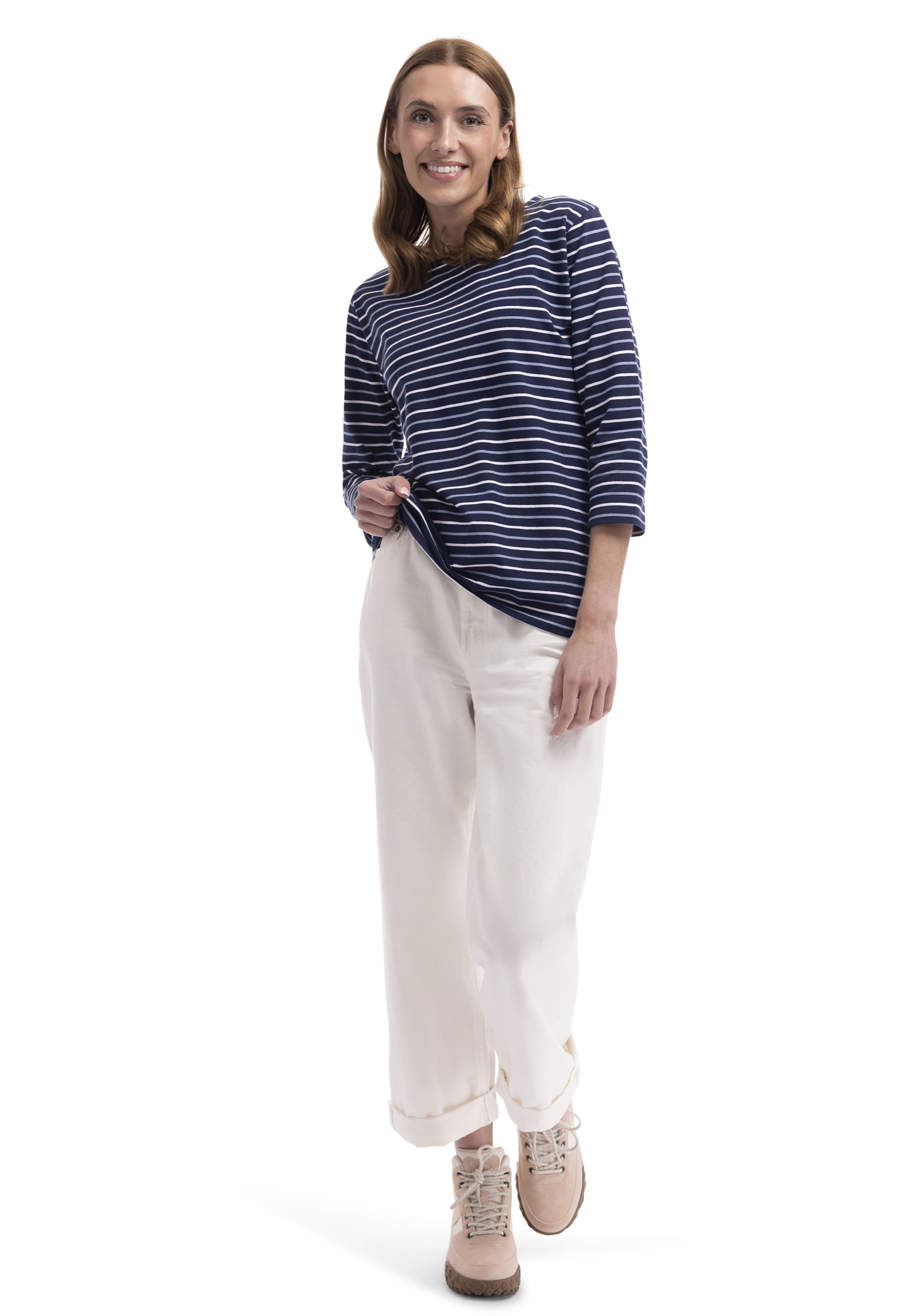 T-shirt Farren, dame, White Multi Stripe
