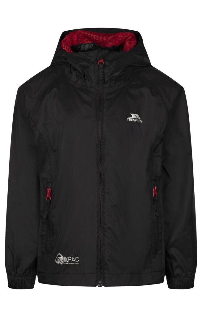 Regnjakke Qikpac Jacket, børne, Black Red