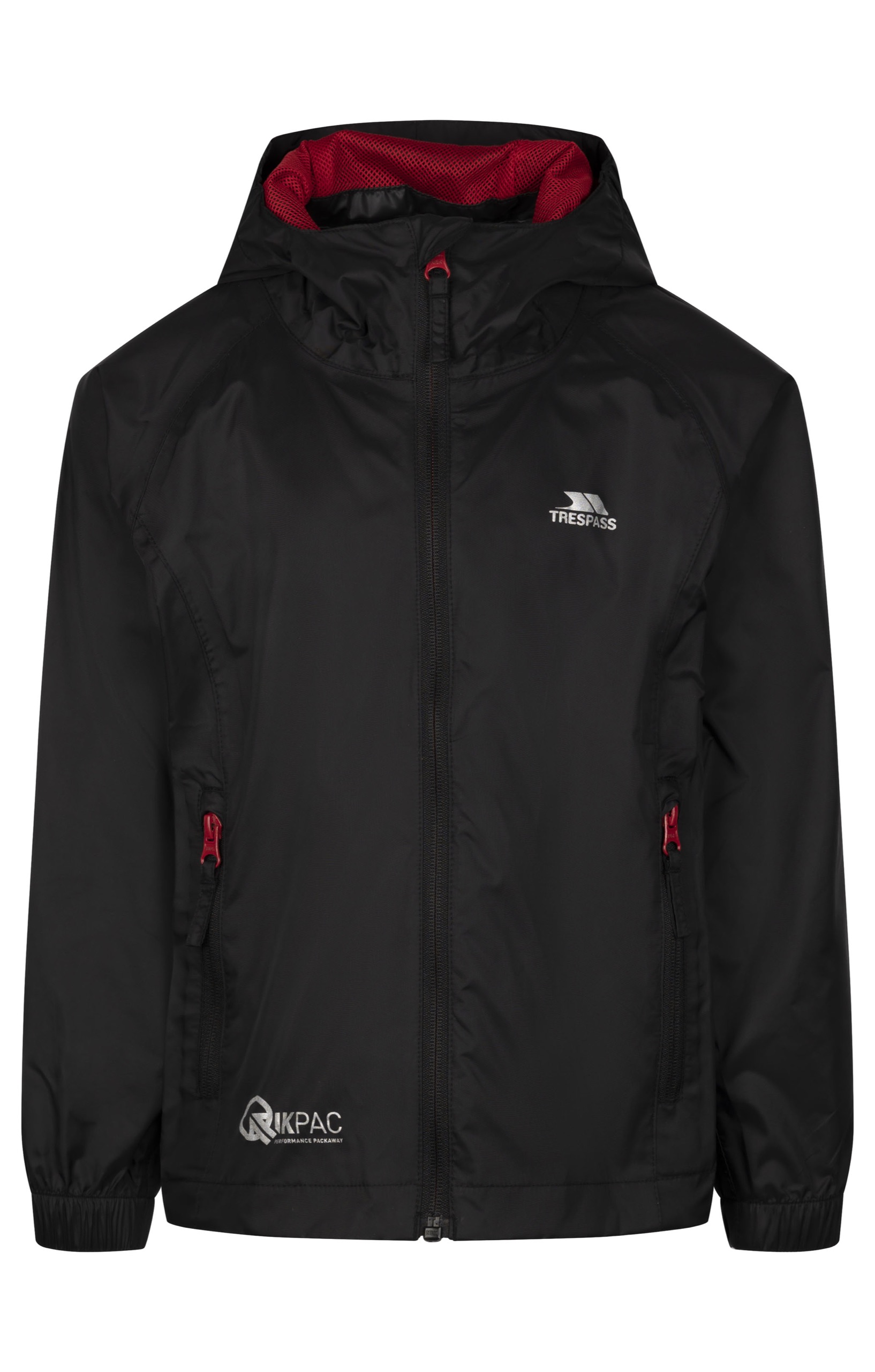 Regnjakke Qikpac Jacket, børne, Black Red