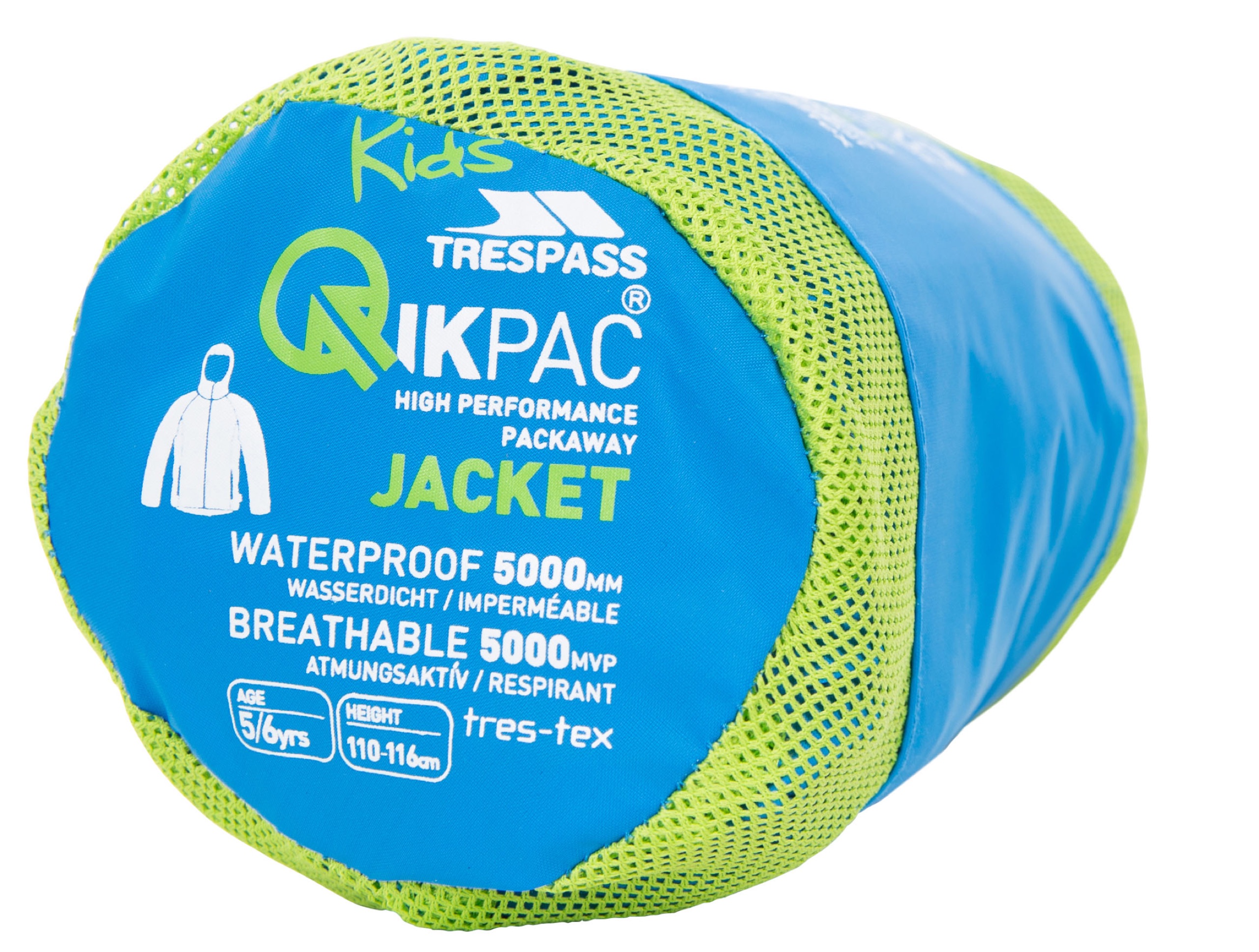 Regnjakke Qikpac Jacket, børne, Cobalt