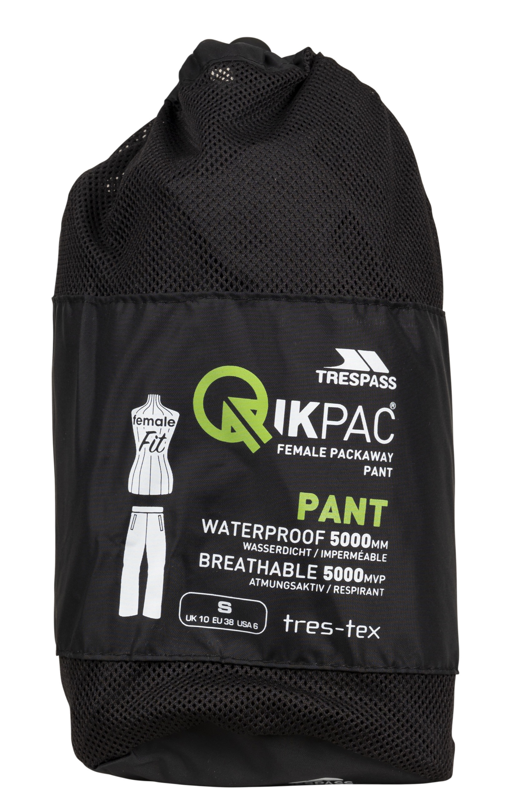 Regnbukser Qikpac Pant Female, dame, Black